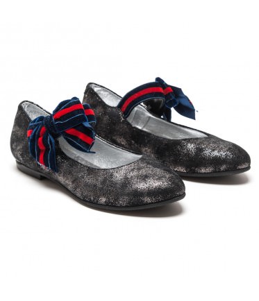 ТУФЛИ MONNALISA CHIC ( мягкая кожа , бант на резинке